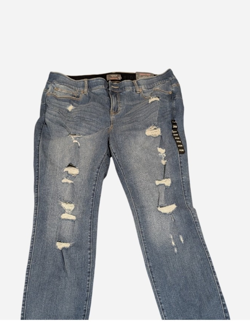 torrid Distressed Straight-Leg Jeans in Blue Wash
